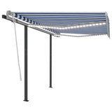 NNEVL Automatic Awning with LED & Wind Sensor 3x2.5 m Blue and White