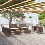 NNEVL 8 Piece Garden Lounge Set with Cushions Poly Rattan Brown