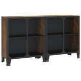 NNEVL Storage Cabinets 2 pcs Rustic Brown 72x36x82 cm Metal and MDF