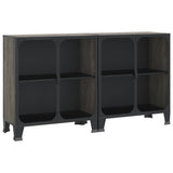 NNEVL Storage Cabinets 2 pcs Grey 72x36x82 cm Metal and MDF