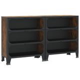 NNEVL Storage Cabinets 2 pcs Rustic Brown 72x36x82 cm Metal and MDF