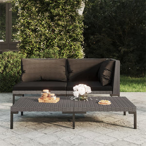 NNEVL Garden Coffee Table Dark Grey Half Round Poly Rattan