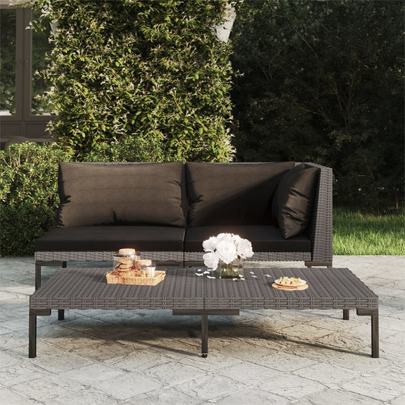 NNEVL Garden Coffee Table Dark Grey Half Round Poly Rattan