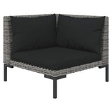 NNEVL 3 Piece Garden Lounge Set Dark Grey Half Round Poly Rattan