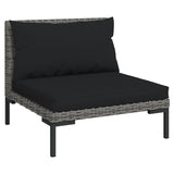 NNEVL 3 Piece Garden Lounge Set Dark Grey Half Round Poly Rattan