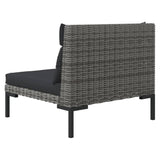 NNEVL 3 Piece Garden Lounge Set Dark Grey Half Round Poly Rattan
