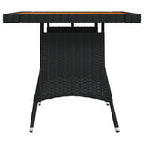 NNEVL Garden Table Black 70x70x72 cm Poly Rattan & Solid Acacia Wood