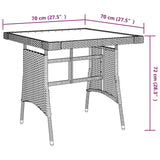 NNEVL Garden Table Black 70x70x72 cm Poly Rattan & Solid Acacia Wood