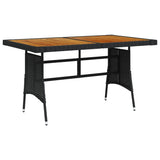 NNEVL Garden Table Black 130x70x72 cm Poly Rattan & Solid Acacia Wood