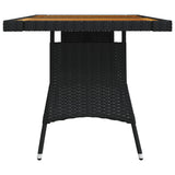 NNEVL Garden Table Black 130x70x72 cm Poly Rattan & Solid Acacia Wood