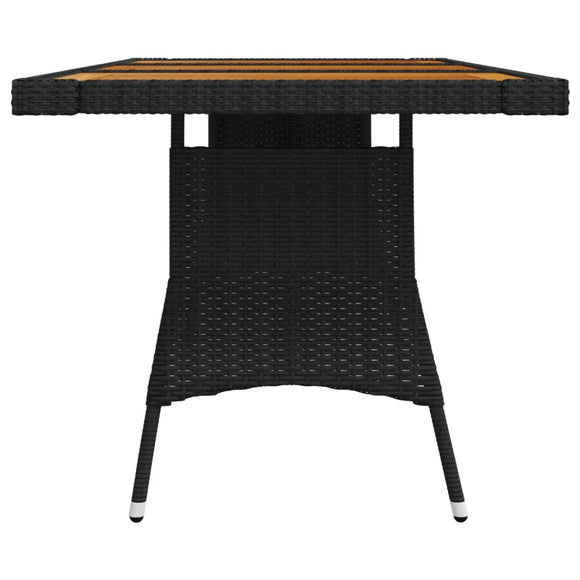 NNEVL Garden Table Black 160x70x72 cm Poly Rattan & Solid Acacia Wood