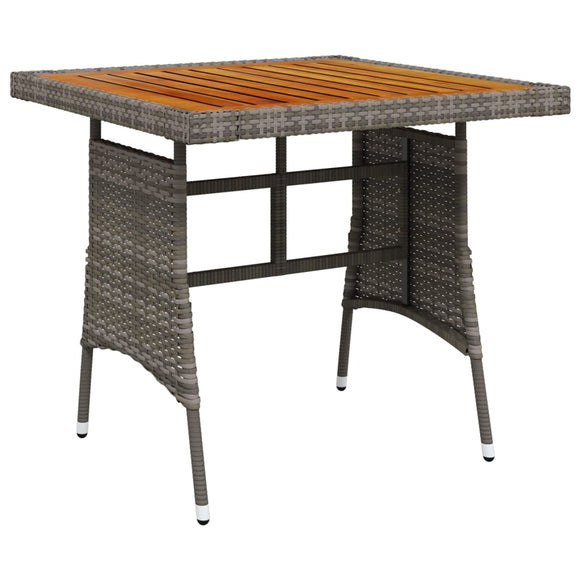 NNEVL Garden Table Grey 70x70x72 cm Poly Rattan & Solid Acacia Wood