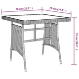 NNEVL Garden Table Grey 70x70x72 cm Poly Rattan & Solid Acacia Wood