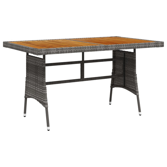 NNEVL Garden Table Grey 130x70x72 cm Poly Rattan & Solid Acacia Wood