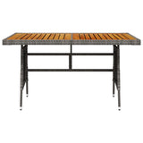 NNEVL Garden Table Grey 130x70x72 cm Poly Rattan & Solid Acacia Wood