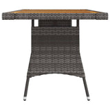 NNEVL Garden Table Grey 130x70x72 cm Poly Rattan & Solid Acacia Wood