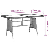 NNEVL Garden Table Grey 130x70x72 cm Poly Rattan & Solid Acacia Wood