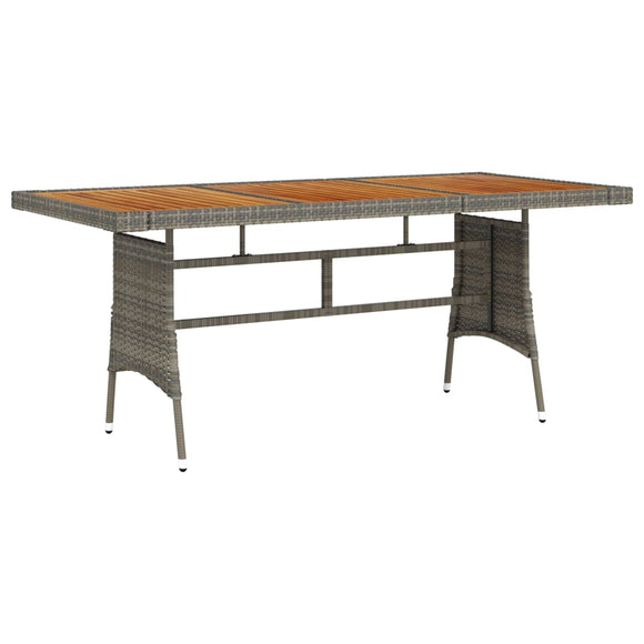 NNEVL Garden Table Grey 160x70x72 cm Poly Rattan & Solid Acacia Wood