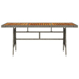 NNEVL Garden Table Grey 160x70x72 cm Poly Rattan & Solid Acacia Wood