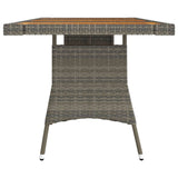 NNEVL Garden Table Grey 160x70x72 cm Poly Rattan & Solid Acacia Wood