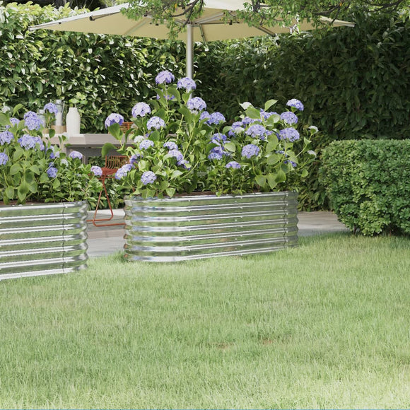 NNEVL Garden Raised Bed Powder-Coated Steel 114x40x36 cm Silver
