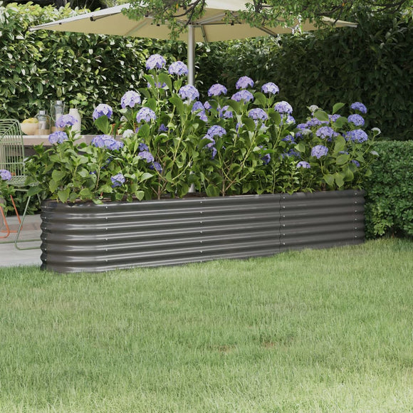 NNEVL Garden Planter Powder-coated Steel 224x40x36 cm Grey