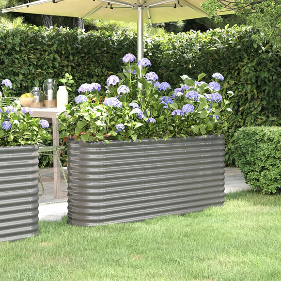 NNEVL Garden Planter Powder-coated Steel 152x40x68 cm Grey