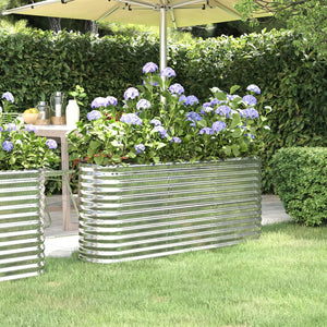 NNEVL Garden Planter Powder-coated Steel 152x40x68 cm Silver