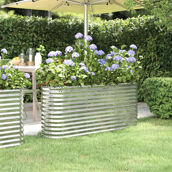 NNEVL Garden Planter Powder-coated Steel 152x40x68 cm Silver