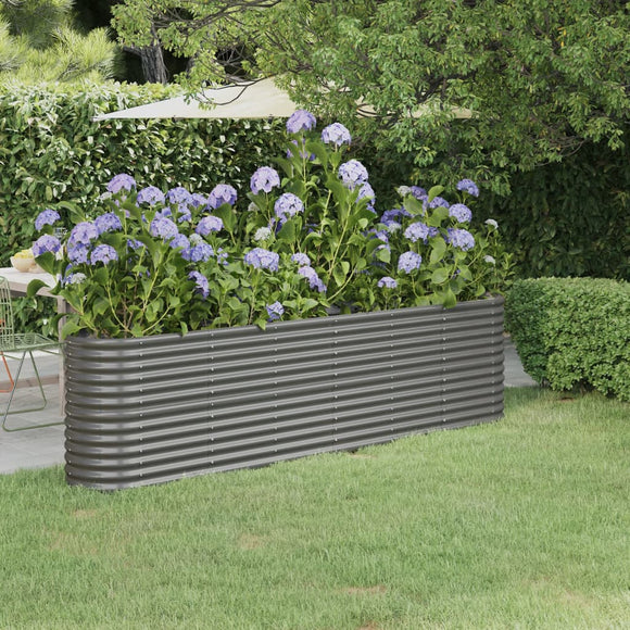 NNEVL Garden Raised Bed Powder-Coated Steel 260x40x68 cm Grey
