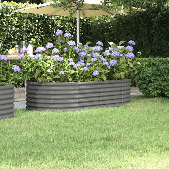 NNEVL Garden Raised Bed Powder-Coated Steel 152x80x36 cm Grey