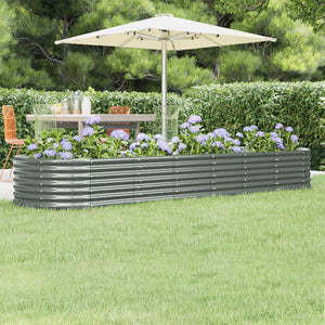 NNEVL Garden Planter Powder-coated Steel 296x80x36 cm Grey