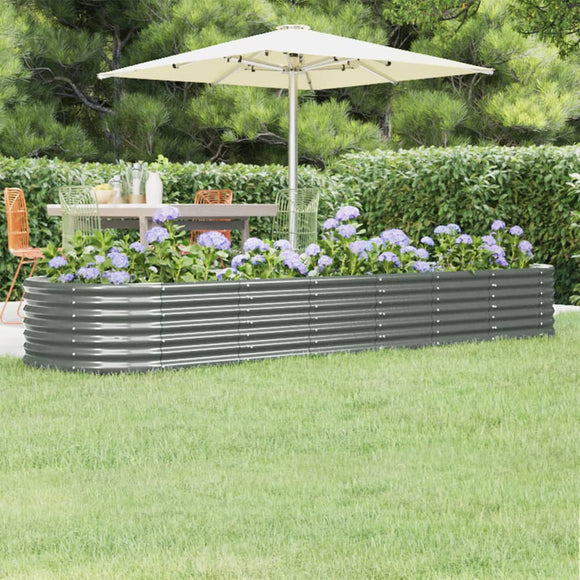 NNEVL Garden Planter Powder-coated Steel 296x80x36 cm Grey