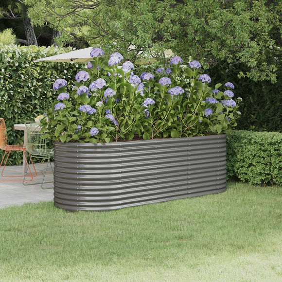 NNEVL Garden Planter Powder-coated Steel 224x80x68 cm Grey