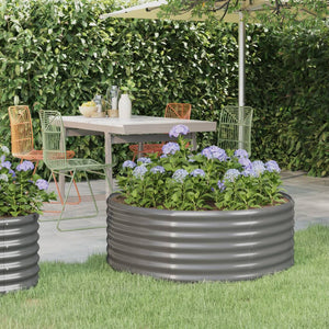 NNEVL Garden Planter Powder-coated Steel 100x100x36 cm Grey
