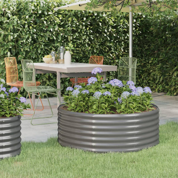 NNEVL Garden Planter Powder-coated Steel 100x100x36 cm Grey