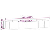 NNEVL Garden Planter Powder-coated Steel 249x100x36 cm Grey