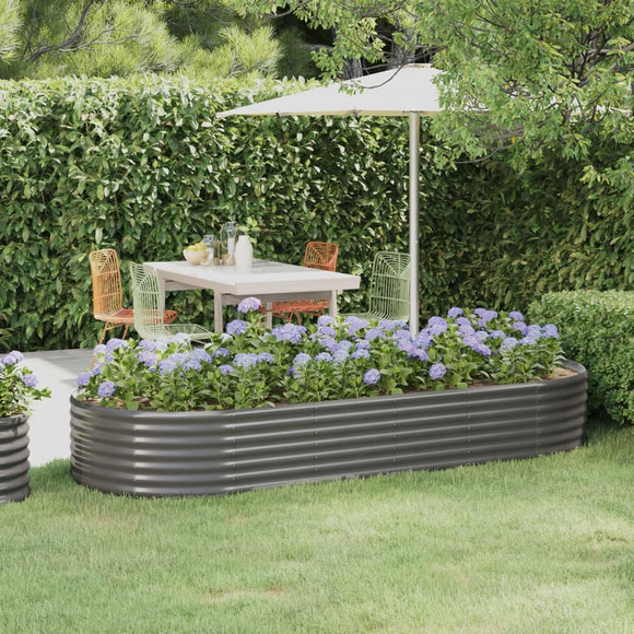 NNEVL Garden Planter Powder-coated Steel 249x100x36 cm Grey