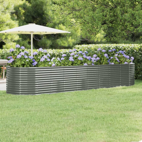 NNEVL Garden Planter Powder-coated Steel 396x100x68 cm Grey