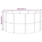 NNEVL Garden Planter Grey 140x140x68 cm Powder-coated Steel