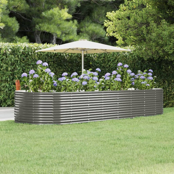 NNEVL Garden Planter Grey 367x140x68 cm Powder-coated Steel