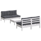 NNEVL 5 Piece Garden Lounge Set with Anthracite Cushions Pinewood