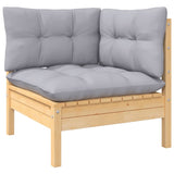 NNEVL 2-Seater Garden Sofa with Grey Cushions Solid Wood Pine