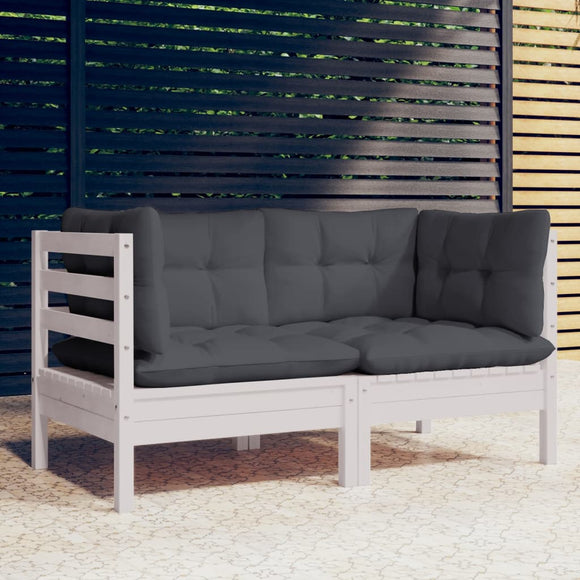 NNEVL 2-Seater Garden Sofa with Anthracite Cushions Solid Wood Pine