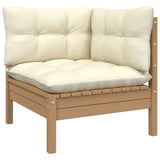 NNEVL 2-Seater Garden Sofa with Cream Cushions Solid Wood Pine