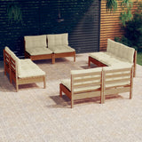 NNEVL 8 Piece Garden Lounge Set with Cream Cushions Pinewood