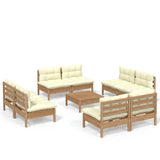 NNEVL 9 Piece Garden Lounge Set with Cream Cushions Pinewood