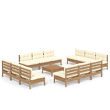 NNEVL 13 Piece Garden Lounge Set with Cream Cushions Pinewood