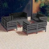 NNEVL 9 Piece Garden Lounge Set with Anthracite Cushions Pinewood
