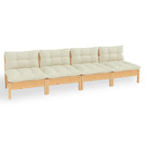 NNEVL 4-Seater Garden Sofa with Cream Cushions Solid Pinewood